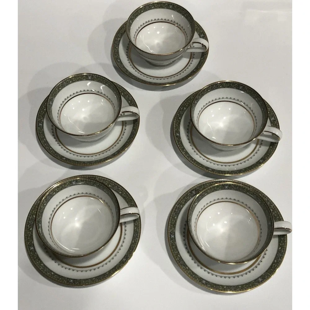 Noritake THURSTON 6871 Cup & Saucer‎ Set Lot of 5 Excellent Condition